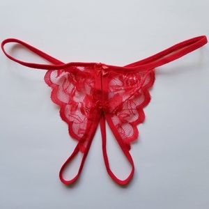 2/$30 NWOT Red Lace Crotchless String G-string Panties Lingerie Underwear